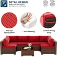 thumbnail image 3 of UDPATIO Patio Furniture Sets, Modular Rattan Outdoor Patio Sectional Furniture Sofa Set, Wicker Patio Conversation Set for Backyard, Deck w/Side Table, 7pc Brown/Red (Include Sofa Cover), 3 of 6