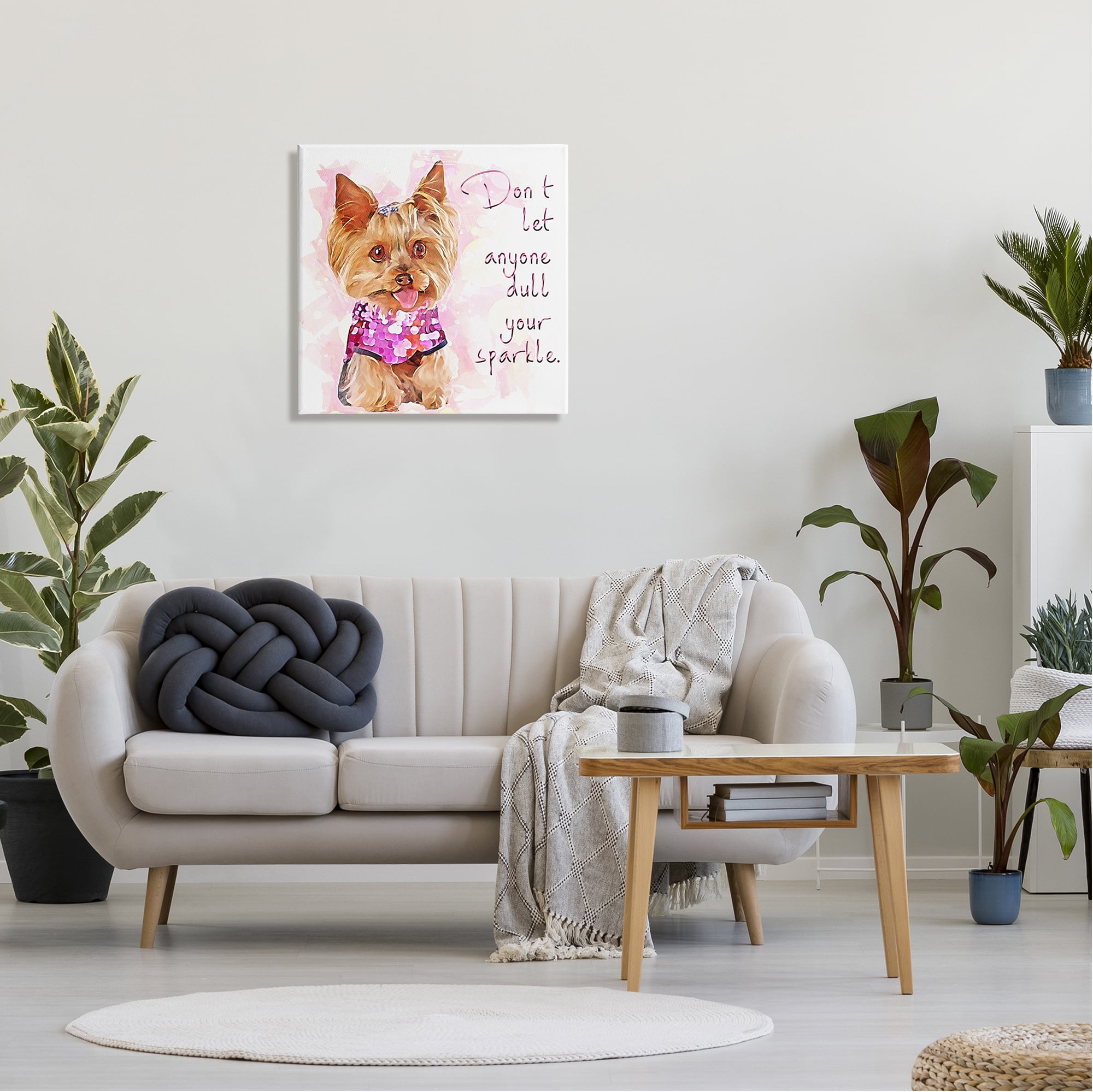 Stupell Don't Let Anyone Dull Your Sparkle Yorkie Animals & Insects Painting Gallery Wrapped Canvas Print Wall Art