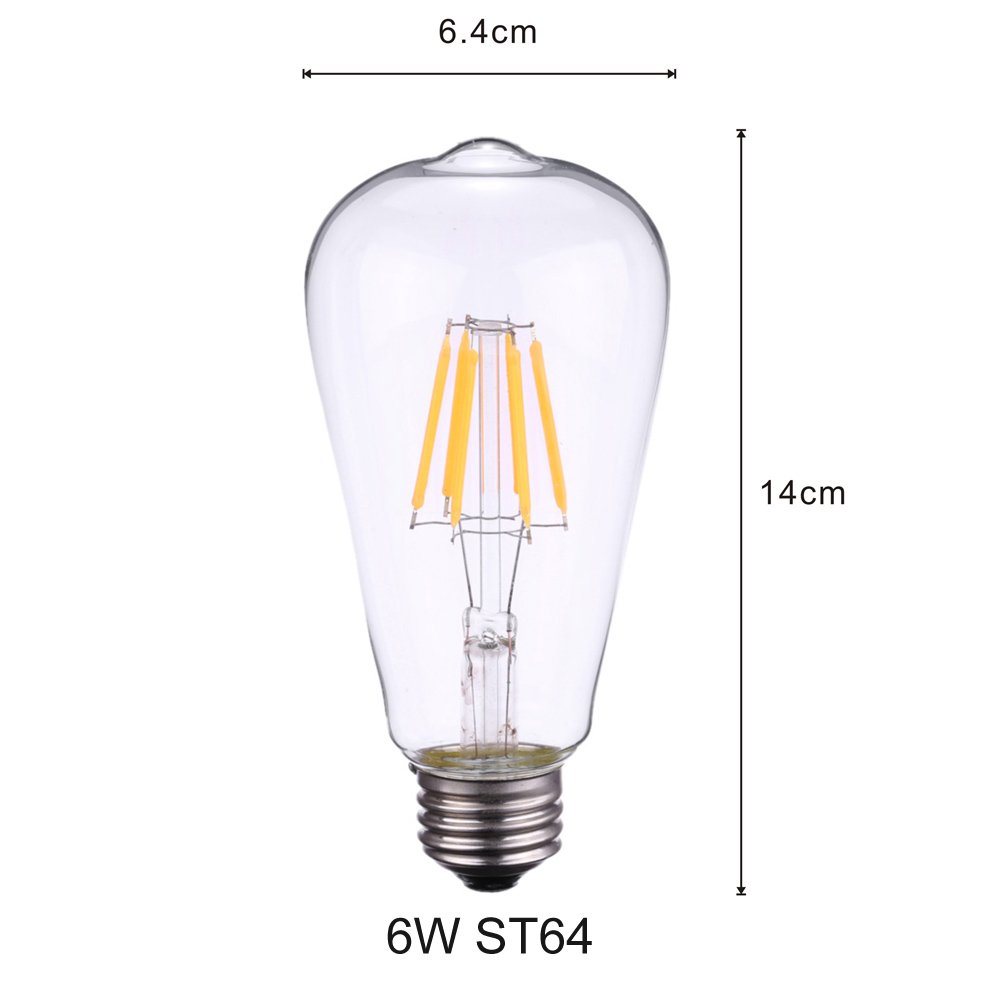 Tomshine Edison Style Vintage 6W ST64 LED Filament Bulb Light AC110