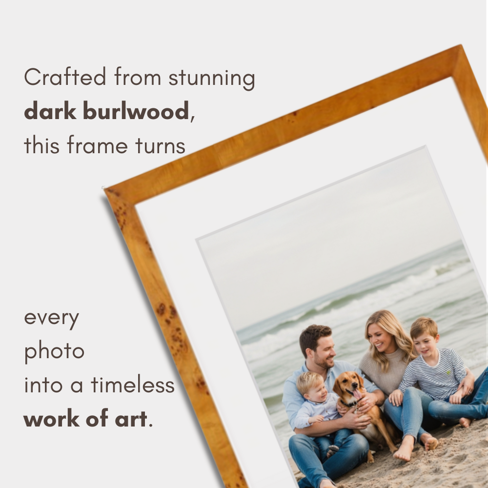 Concepts 16x20 Matted to 11x14 Picture Frames,  Dark Burlwood Photo Frames for Wall, Tabletop (Set of 4)