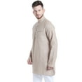 thumbnail image 2 of Shatranj Men's Indian Classic Mandarin Collar Vintage Style Stripe Kurta Tunic; Beige, 2 of 5