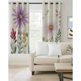 thumbnail image 2 of Purple Flowers Blossom Blackout Curtains, Light Blocking Print Window Curtains, Spring Retro Garden Wildflowers Thermal Insulated Window Drapes for Living Room Kitchen Cafe 2 Panels, 104"W x 52"L, 2 of 9