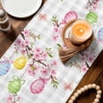 thumbnail image 3 of Happy Easter Table Runner 72 Inches, Spring Watercolor Bunny Eggs Flower Grey Plaid Bed Runner Dresser Scarves Tabletop for Indoor Outdoor Parties/Ceremony/Banquet, 18" x 72", 3 of 8