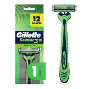 (4 pack) Gillette Sensor3 Sensitive, Men's Disposable Shaving Razors, 1 Count
