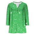 thumbnail image 6 of Tawop Shirts Long Sleeves V-Neck Button Down 3/4 Sleeve Loose Fit,Green,Size L, 6 of 8