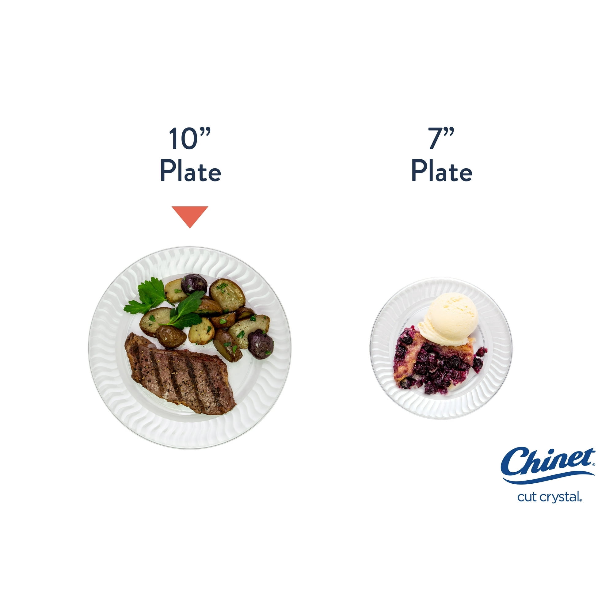 ''(2 pack) Chinet Crystal® Premium Plastic Dinner Plates, 10", Clear, 20 Count''
