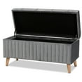 thumbnail image 3 of Baxton Studio Hanley Modern and Contemporary Grey Velvet Fabric Upholstered and Walnut Brown Finished Wood Storage Ottoman, 3 of 11