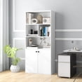 thumbnail image 2 of Gymax 5-Tier Bookcase Freestanding Storage Cabinet w/ Adjustable Shelf & 2-Door Cabinet, 2 of 10