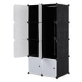 thumbnail image 4 of Tcbosik 8-Cube Storage Organizer with Hanging Rod and Doors, DIY Plastic Modular Bookshelf, Multifunctional Closet Cabinet for Bedroom, Living Room, Space Saving, Black & White, 4 of 8
