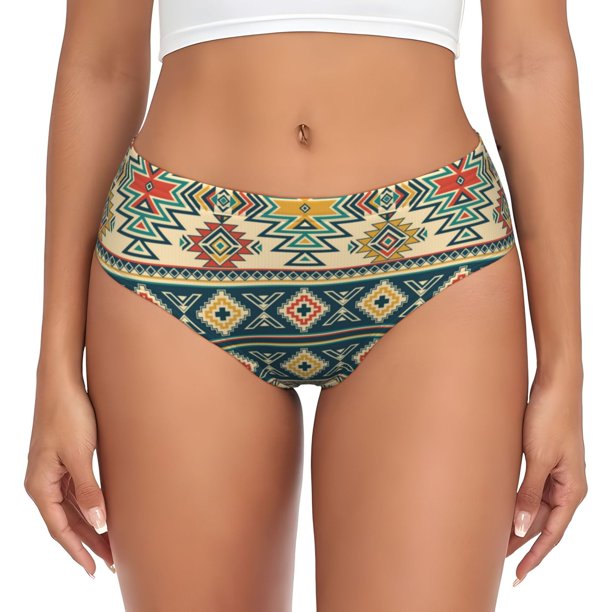Balery Traditional Tribal Aztec1 Ropa Interior de Algodón para Mujer con Dibujo – Braguitas Cómodas y Elásticas, Estilo Clásico-4X-Large
