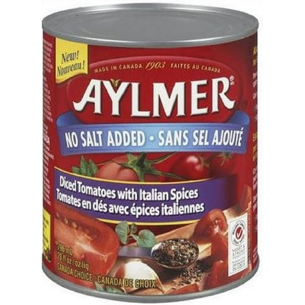 Aylmer® No Salt Diced Tomatoes with Italian Spices, 796 mL Walmart.ca
