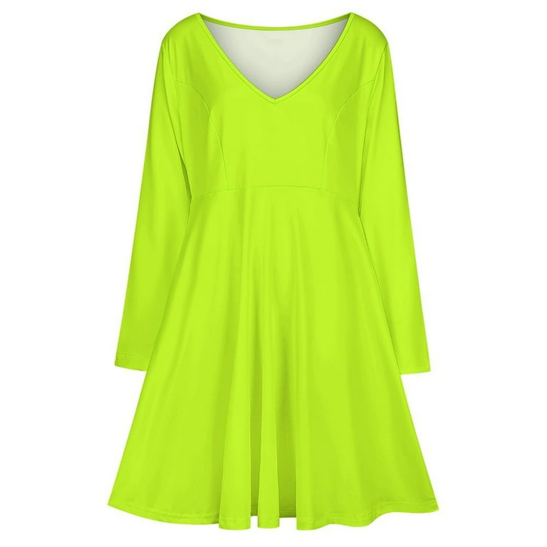 neon yellow long sleeve dress Neon fluorescent Yellow Yellow|neon Yellow/Fluro Yellow Long Sleeved Dress  dresses with long sleeves women"s summer dresses