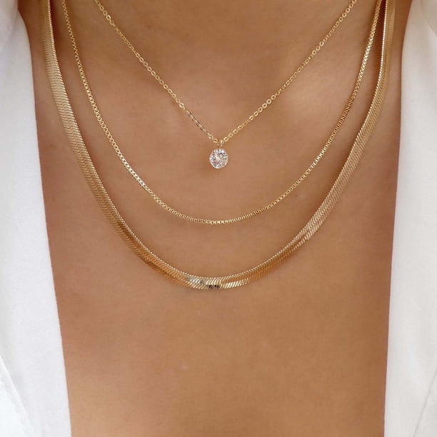 Fiudx Collar En Capas, Diseño Moderno de Eslabones de Cadena, Colgante de Gota de Agua Estilo Hip Hop, Estilo Versátil, Regalo para Cualquier Ocasión, para Amantes de La Joyería Única, Accesorio Eleg