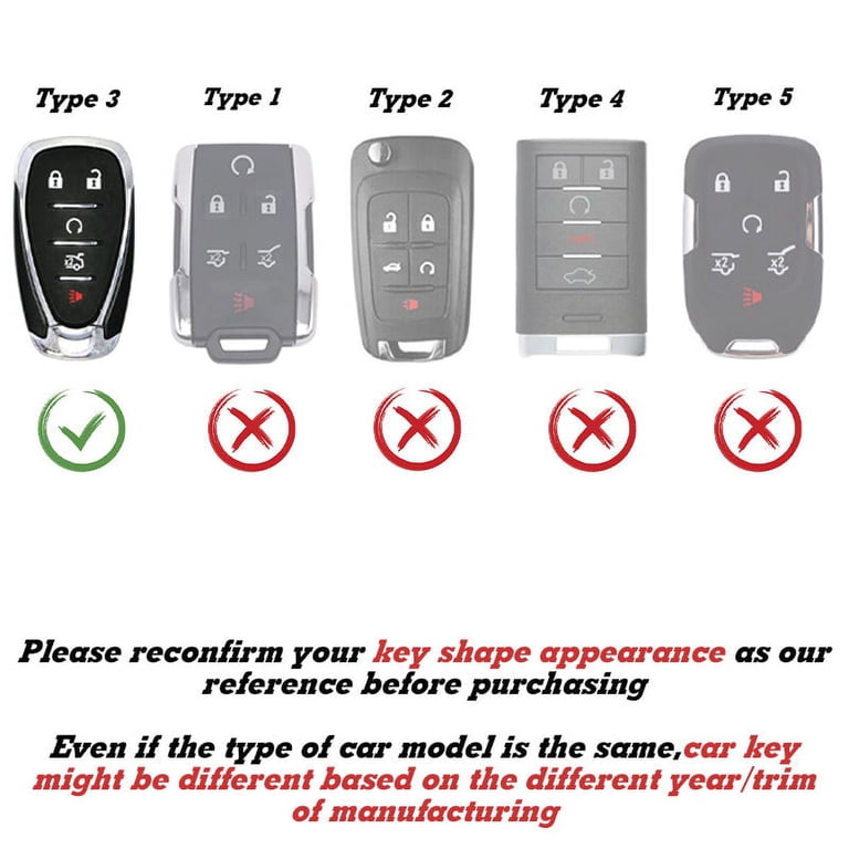 Glossy White ABS Key Fob Cover For Cadillac & Chevy Corvette - Compatible With ATS, CTS, Escalade, SRX, C7 (Type 1 Key)