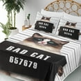 thumbnail image 3 of Ambesonne Animal Fitted & Top Sheet Set with Shams, Jail Kitty Under Arrest, Brown Black White, 3 of 5