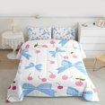 thumbnail image 2 of Homewish White Blue Ribbon Bedding Comforter Set for Child, Kawaii Princess Cartoon Twin Comforter Sets, Cute Cherry Fruit Reversible Bedding Set, Lightweight Room Decor, 2 Pieces, 2 of 8