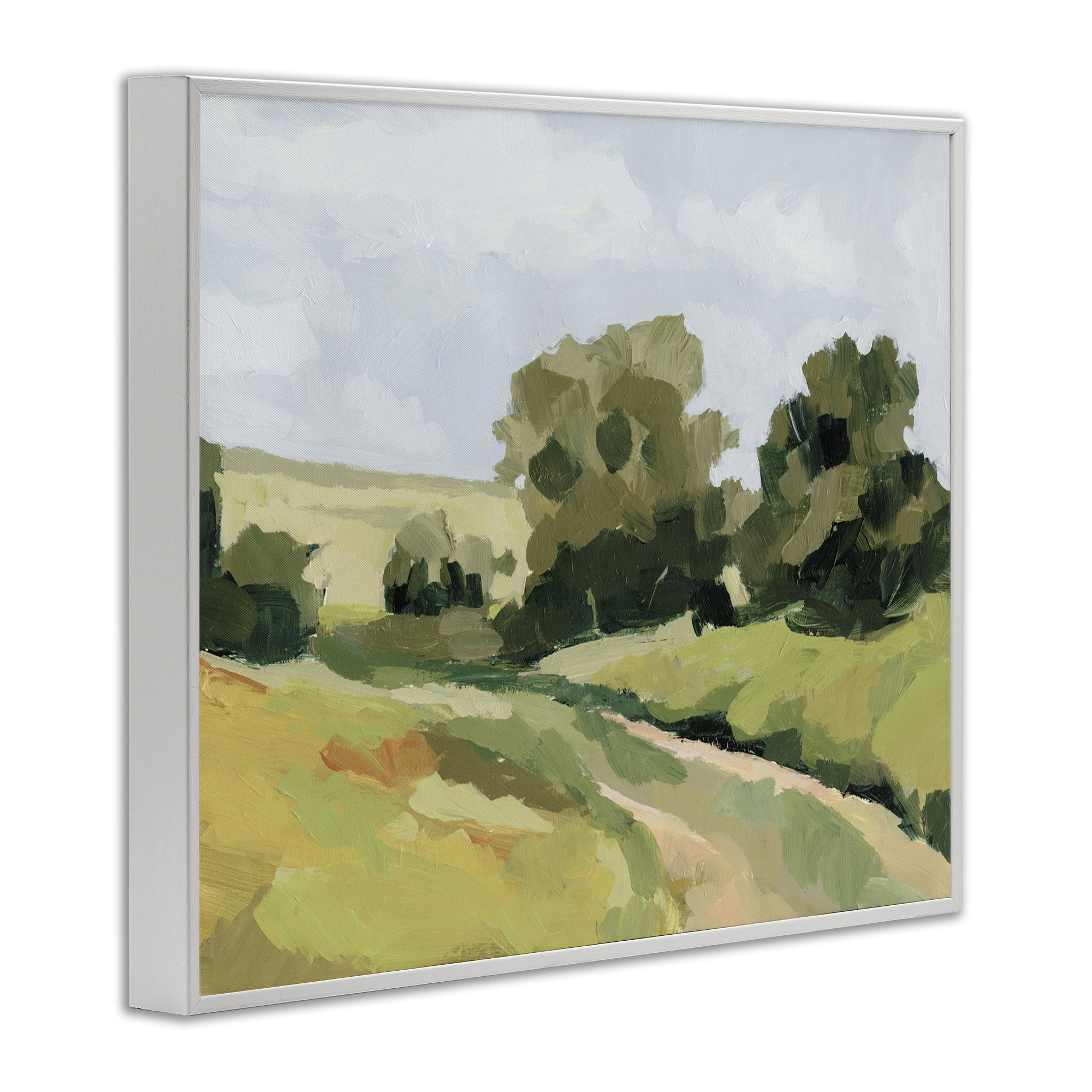 Stupell Industries Winding Path Impression Landscape Painting White Framed Art Print Wall Art, 20 x 16