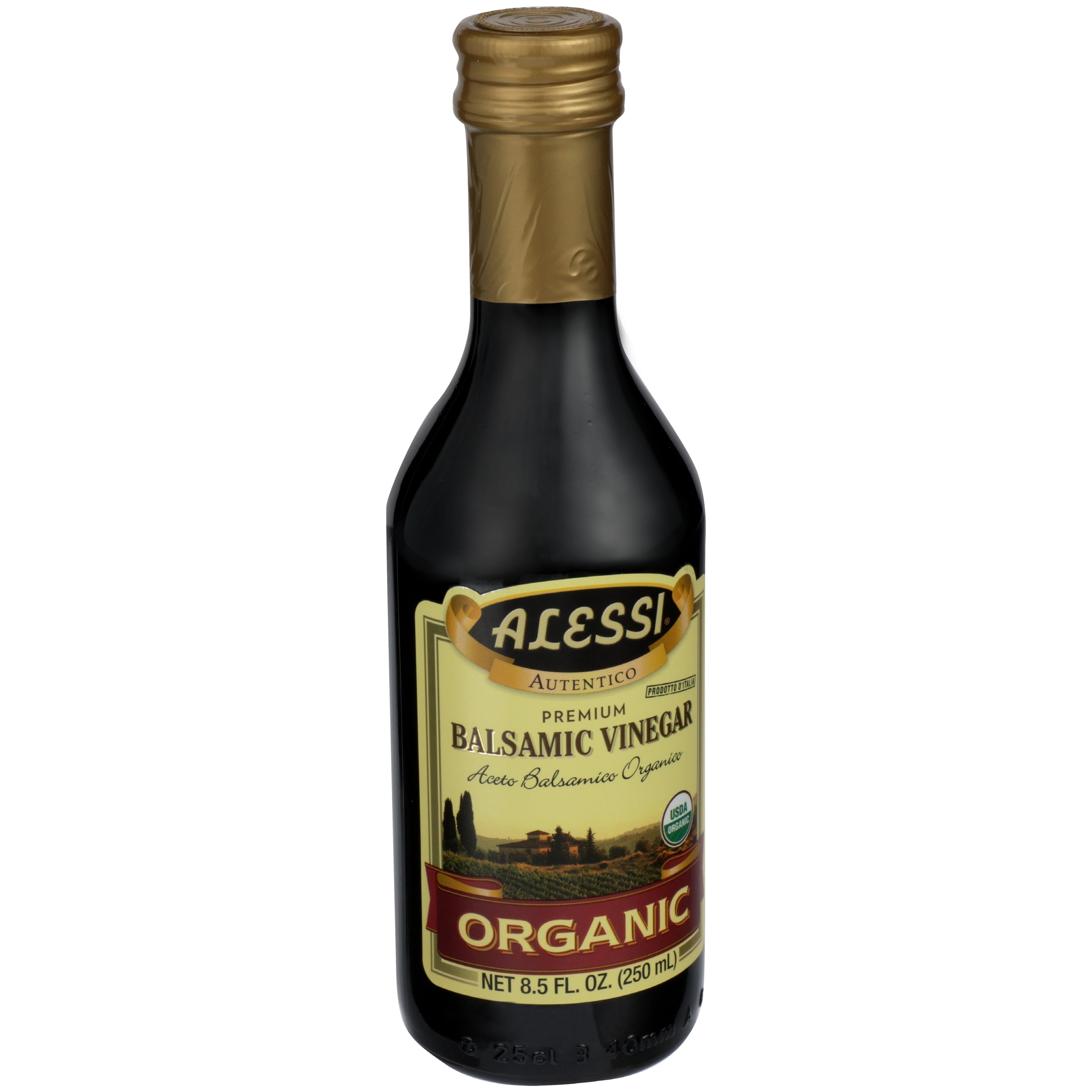 Pack of 6, Alessi Organic Premium Balsamic Vinegar, 8.5 fl oz