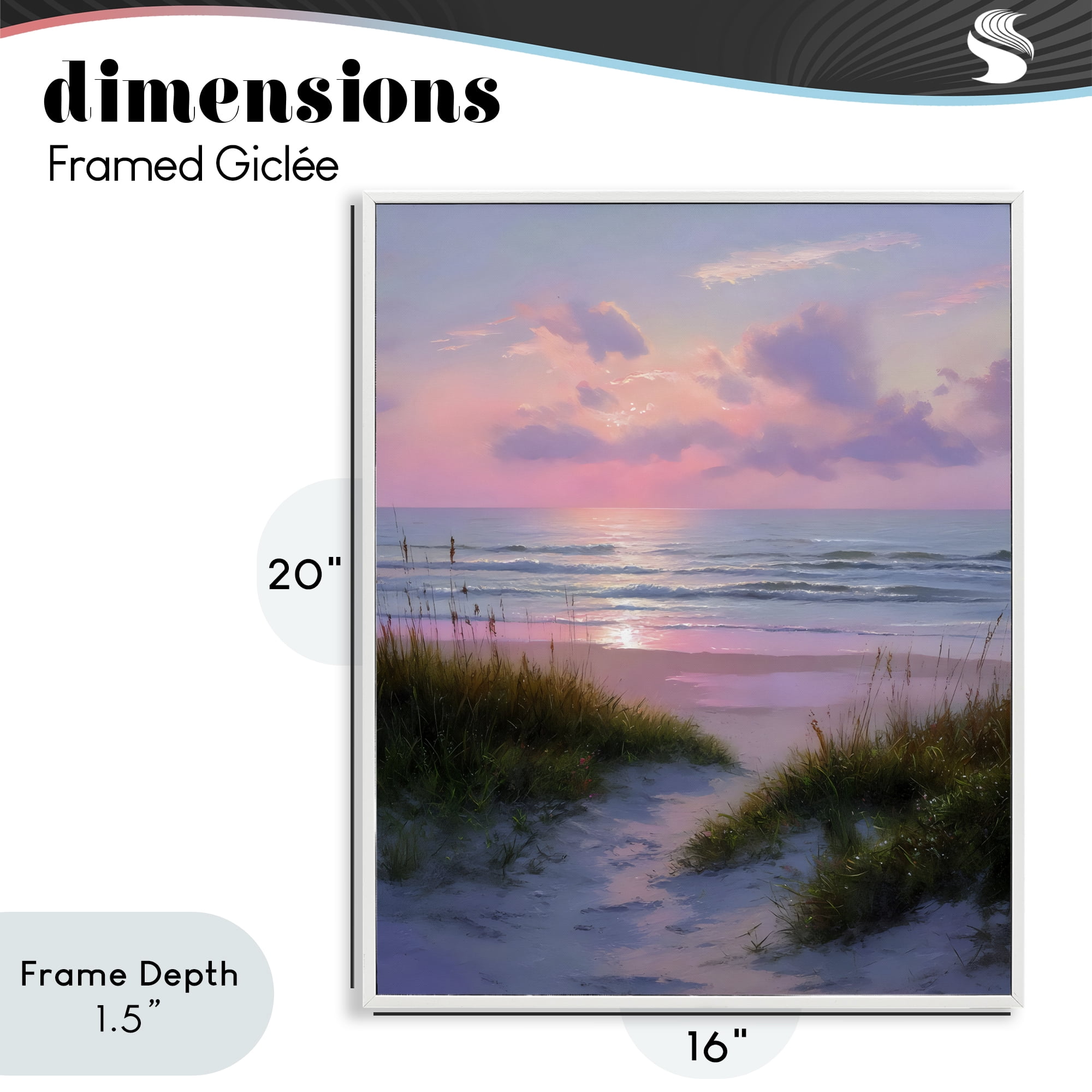 Stupell Industries Romantic Beach Sunset in Pink White Framed Giclee Art, design by Franklyn Gregory
