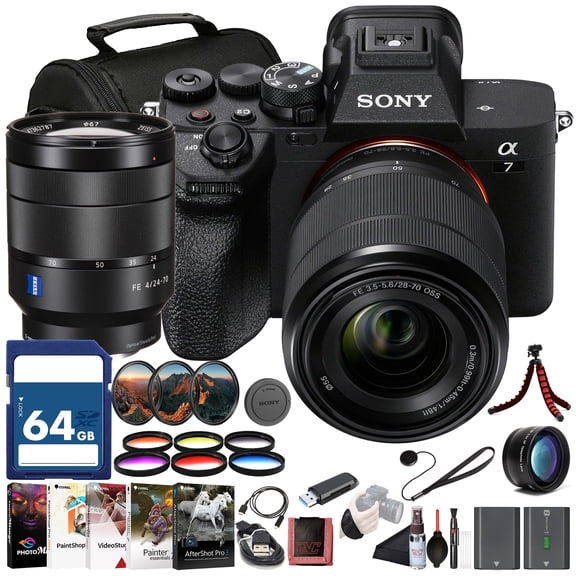 Sony α7 IV Mirrorless Camera Kit (ILCE-7M4K/B) with 28–70mm OSS Lens | 33 MP Full-Frame Sensor | 4K/60p Video | Sony FE 24-70mm Lens, 64GB Memory Card, Filter Kit and More
