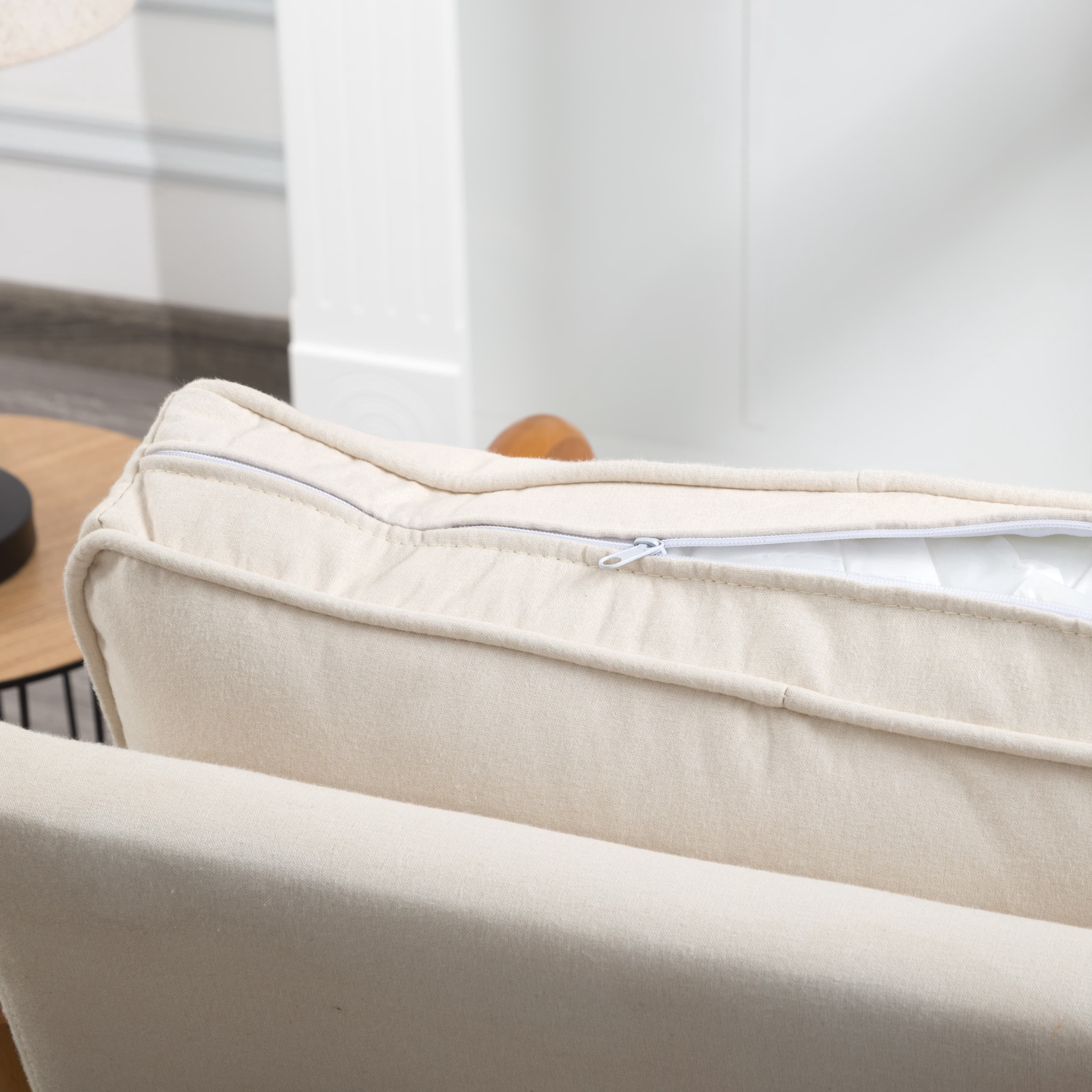BSHTI Accent Chair,Mid-Century Styles,High-Density Sponge,Solid Wood,Non-Slip Leg,Cushions are Removable Beige Colour,Perfect for Living Room,Bedroom,Office
