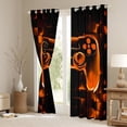 thumbnail image 3 of Manfei Neon Orange Gamepad Blackout Curtains Set of 2 (52x84 Each), Geometric Honeycomb Window Curtains, Teen Boy Girl Kid Curtains and Drapes, Curtains and Drapes Bedroom Decor, 3 of 6