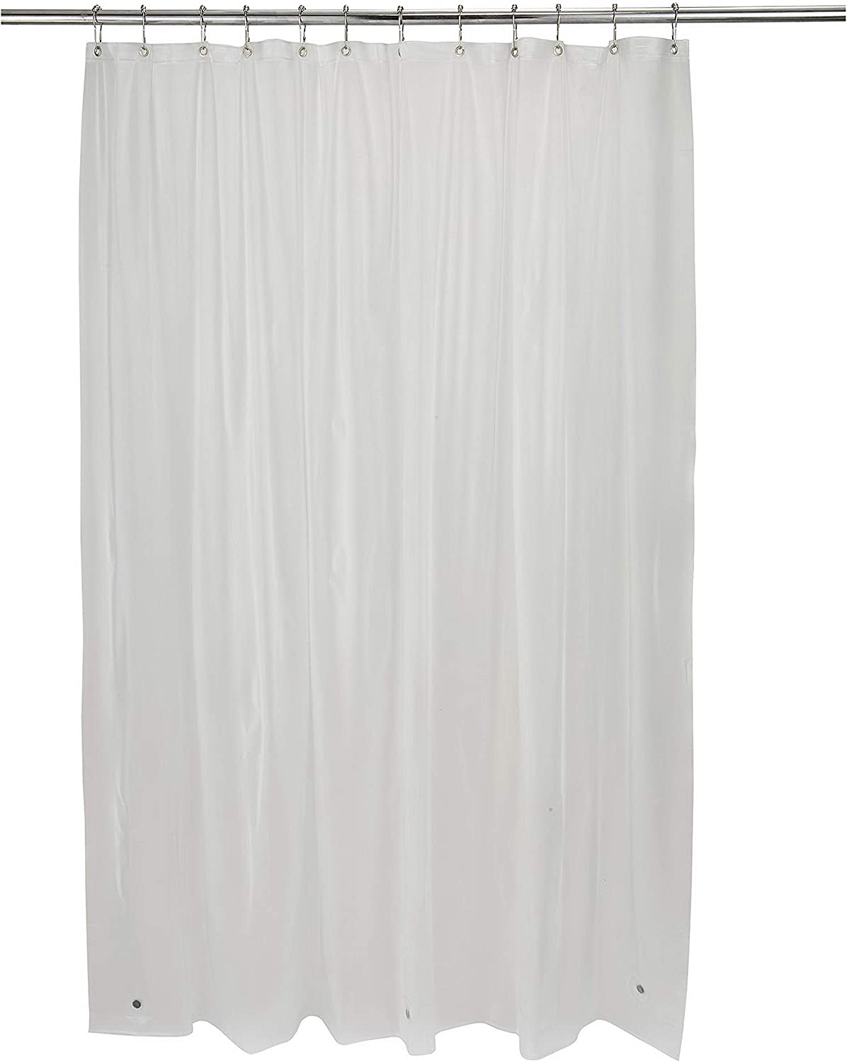 Deluxe Hotel Grade Shower Curtain Liner Reinforced Mesh Header, 12