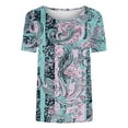 thumbnail image 6 of Fznquz Summer Womens Short Sleeve Tops Floral T Shirts Casual 2025 Crewneck Blue Ladies Tops, 6 of 6