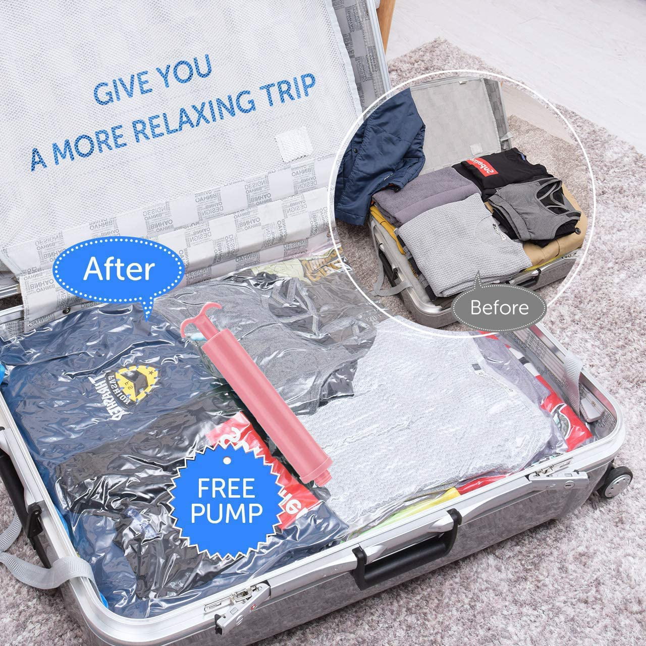 Vacuum Travel Storage Bags Clothing Bags 2 Sizes 10 pcs