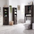 thumbnail image 7 of OKD Freestanding Bathroom Storage Cabinet, Farmhouse 69" Tall Narrow Cabinet with Adjustable Shelves and Metal Handle, Dark Rustic Oak, 7 of 7
