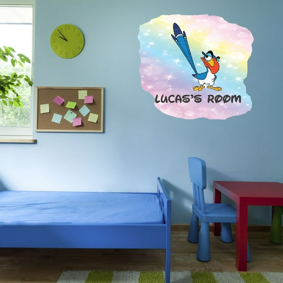 Watercolor Decal Living Room Wall Decal for Family Vinyl Colorful Cartoon Bird Character Cute Themed Room Décor - Size: 10 In x 9 In