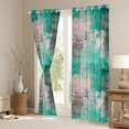 thumbnail image 3 of Homewish Green Abstract Plaid Kitchen Curtains,Aesthetic Art Black Out Curtains Pack of 2 (42x63 Each), 3 of 6