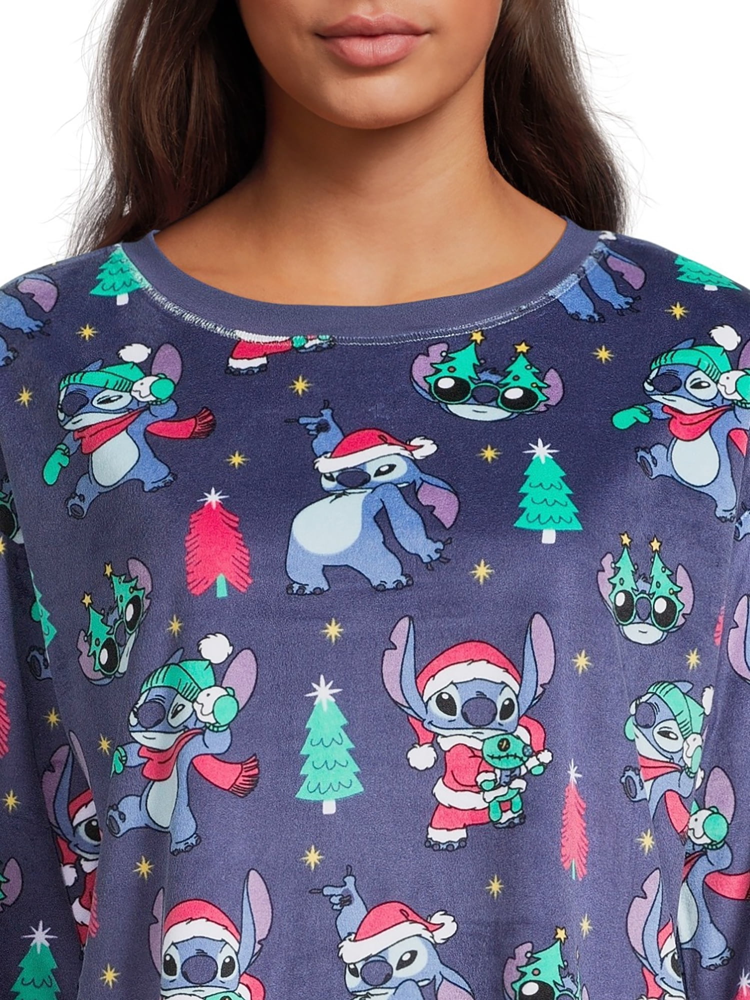 Stitch Women's Christmas Top and Pants Pajama Set, 2-Piece, Sizes S-3X