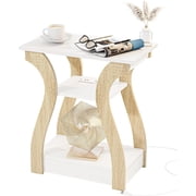 End Table Set of with Charging Station Side Table with Ports and Outlets Nightstand End Table with Storage Shelf for Living Room Bedroom