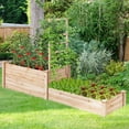 thumbnail image 4 of Gymax Raised Garden Bed w/ 2 Planter Boxes & Trellis Outdoor Wooden Planter Box Kit for Sapling, 4 of 10