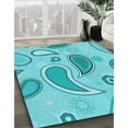 thumbnail image 3 of Ahgly Company Tapis Rond Lavable en Machine Intérieur Transitionnel Turquoise Foncé Vert, 6 Pieds Rond, 3 of 7