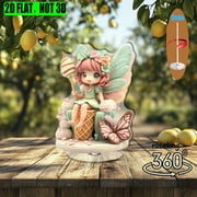 1pc 2d flat Rotating acrylic centerpiece featuring a miniature fairy on a sugar cone throne perfect for whimsical events celebrations or as a unique gift for special occasions