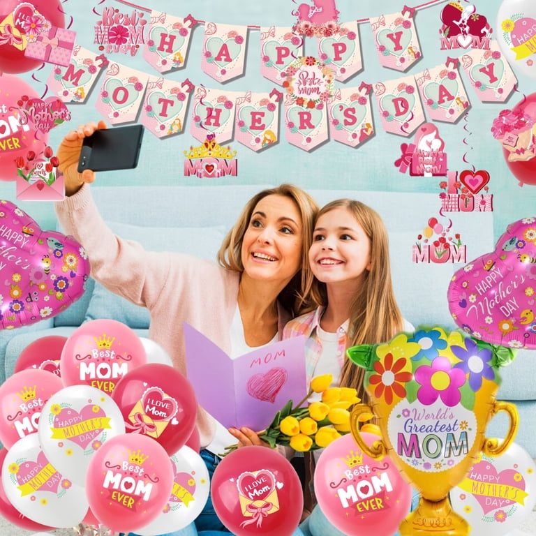 Mother's Day Foil Heart Balloons - 18 Inch Aluminum Foil Balloons, 10 Pack For Party Decorations