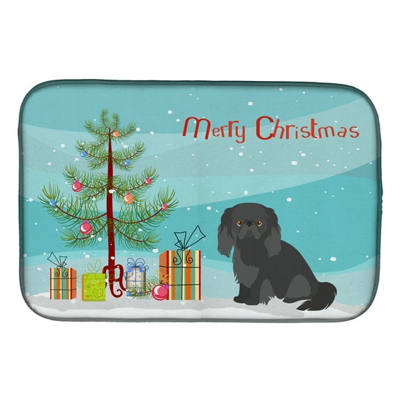 Pekingese Christmas Tree Dish Drying Mat