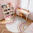 thumbnail image 3 of Wonnitar 4ft Round Rainbow Kids Rug - Colorful Circular Play Mat for Nursery & Playroom, Machine Washable Non-Slip Soft Carpet for Classroom, Teepee, Castle, 3 of 9