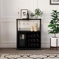 thumbnail image 1 of Coffee Wine Bar Rack Cabinet with Detachable Wine Rack, Liquor Cabinet with Glass Holder and Mesh Door, Farmhouse Sideboard Buffet Cabinet for Kitchen Dining Room, Living Room (Black), 1 of 7