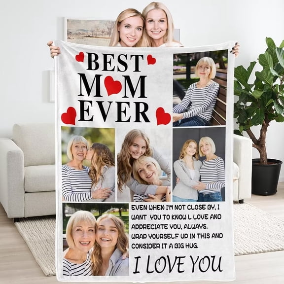 AISENIN Mothers Day Personalized Gifts for Mom from Daughter Son Custom Blanket Customized Throw Blankets with Photo Mother Gift for Wife from Husband