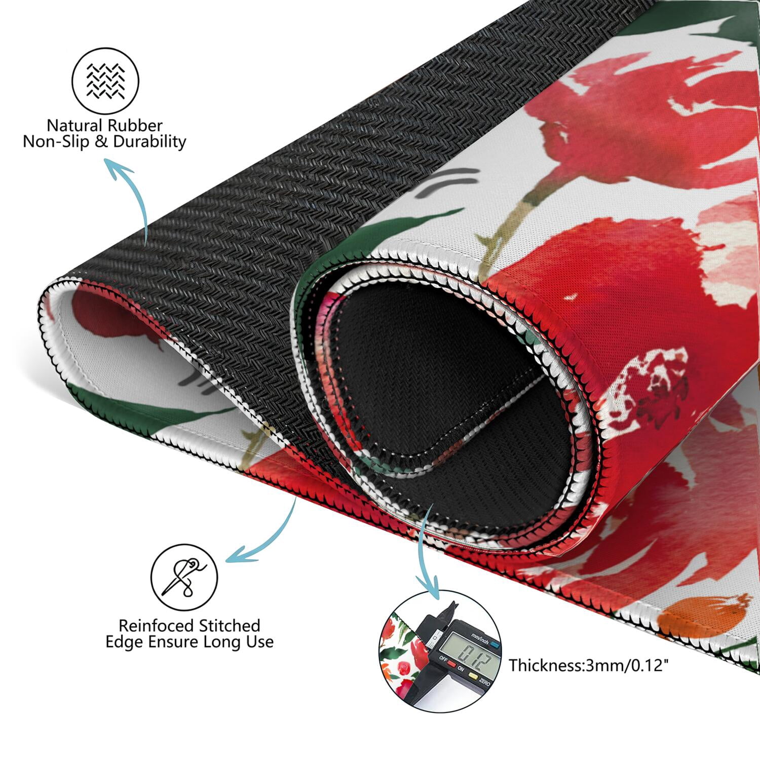 Premium Floral Pattern Non-Slip Mahjong Mat 31.5 Inch Square Rubber Playing Surface Noise Reduction for Chinese Tiles Card Games & Entertainment