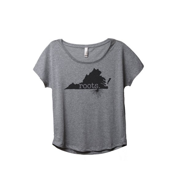 Thread Tank Home Roots State Virginia VA Women's Relaxed Slouchy Dolman T-Shirt Tee Heather Grey Small