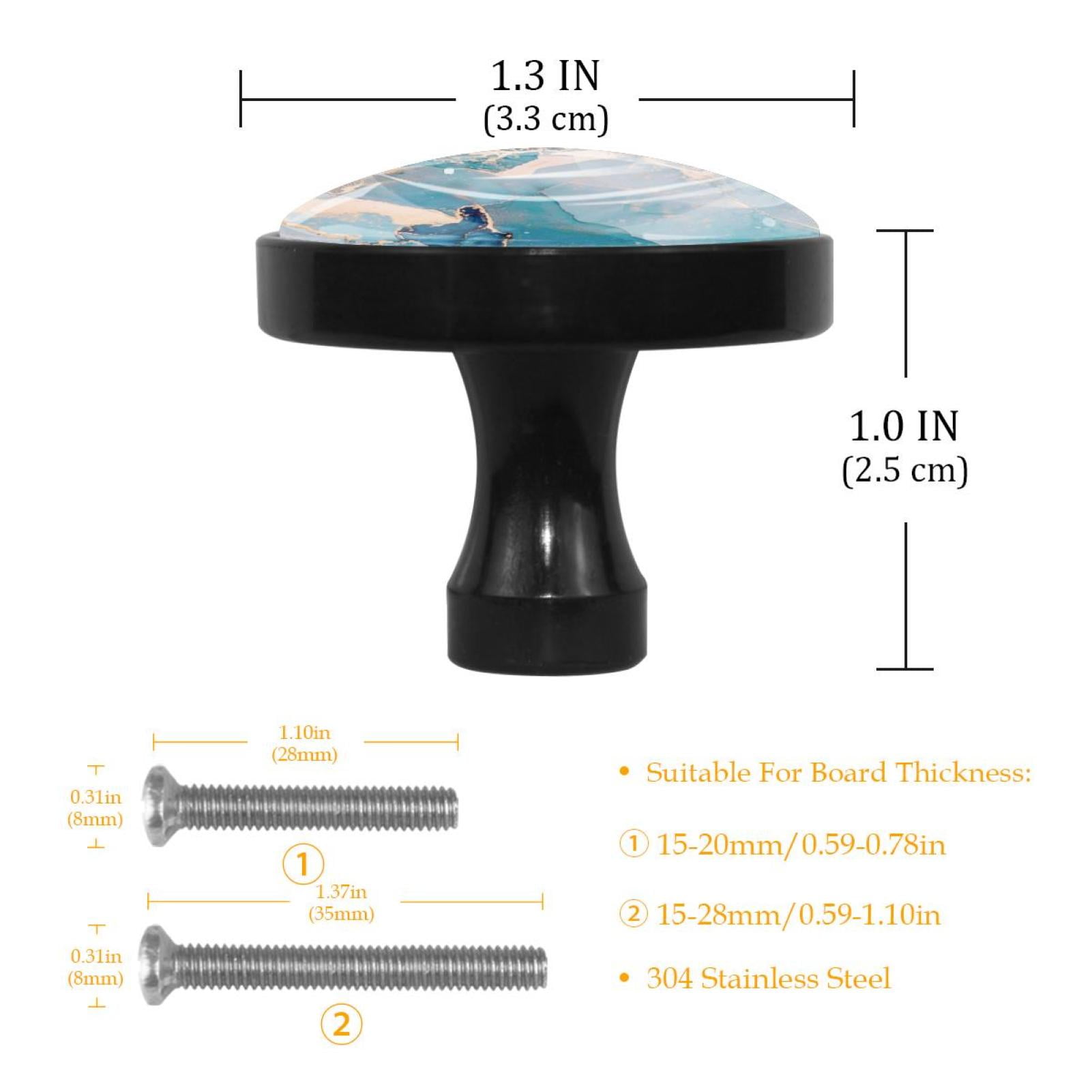 HemaKayy 4 Pack 1.3" Decorative Cabinet Knobs - Premium ABS & Glass, Round Black, Stylish & Durable, Perfect for Kitchen, Bedroom, Home Furniture Decor - Unique Marble Texture