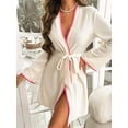 thumbnail image 4 of Contrast Trim Belted Robe, 4 of 5