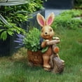 thumbnail image 2 of LuxenHome 20.5" H Bunny Rabbit on a Bicycle Statue Planter Outdoor Indoor Plant Pot MgO Pot Planter, 2 of 8