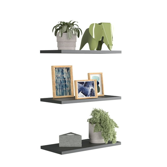 Moru Repisas Flotantes SPOT Negra, juego de 3 piezas, estantes flotantes para cocina, cuarto u oficina, repisas flotantes de pared