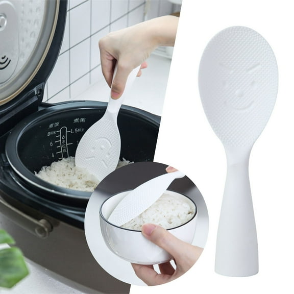 Piaybook Standing Rice Serving Rice Spoon Plastic Creative Non Stick Face Scoop Household Kitchen Tools White