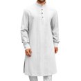 thumbnail image 1 of Men's Cotton Muslim Robe Long Sleeve Button Front Casual Arabic Style Robe for Daily Wear, 1 of 7